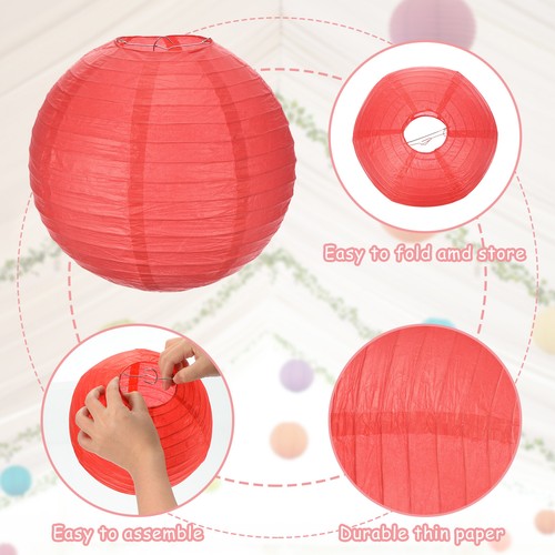 15Pcs 4"8"12" Paper Lanterns Red,Pink,Rose Red,Light Pink,Purple - Imagen 3 de 7