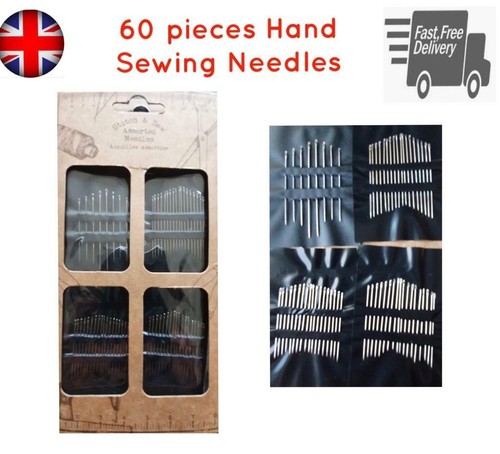 60 Piece Hand Sewing Needle Assorted Set White head Pins Wheel + Needles in Case - Picture 3 of 8