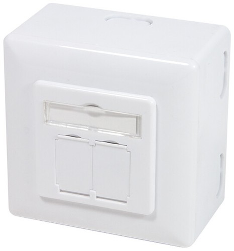 LogiLink Aufputz- und Unterputzdose Kat. 6 2 x RJ45 signalweiß