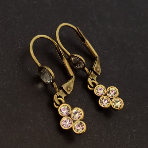 Michal Negrin Earrings Tiny Drop Aurora Borealis Crystals Dainty Cross AB Gift - Picture 4 of 14