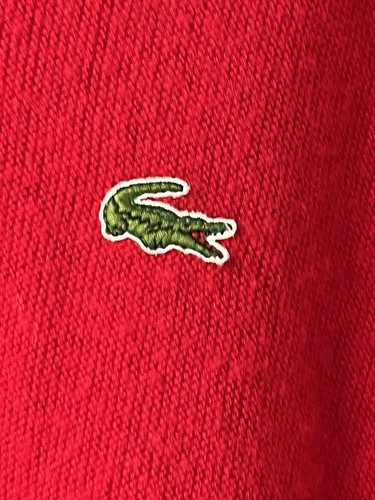 Vintage Lacoste V-neck Wool Sweater Red Mens Size M Made In USA - Picture 5 of 11