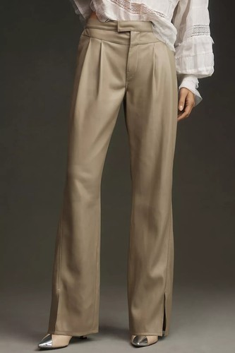 NWT Hudson High-Rise Rosie Faux Leather Trousers 27 Pants Tan $265 Chinchilla - Picture 2 of 11