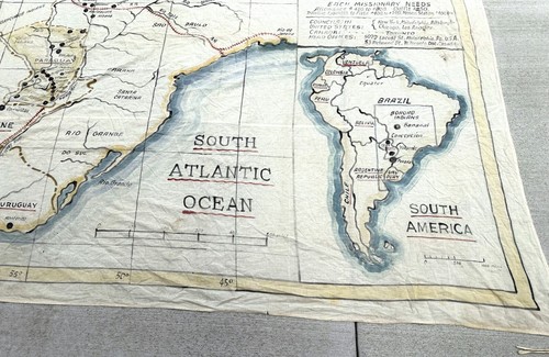 "Raro mapa antiguo de la Unión Misionera de América del Sur interior de 1902 a 1919, 88"" x 88""" - Imagen 3 de 11