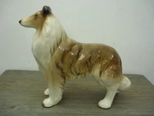 Vintage Large Coopercraft Rough Collie Puppy Dog Ceramic Figurine Ornament