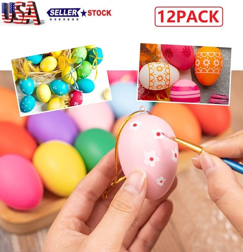 12pcs Easter Eggs Hanging Ornaments Assorted Colors for Easter Tree Decorations - Picture 12 of 19