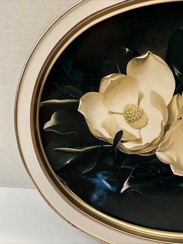 Sunshine American Masters Platter Martin J Heade Magnolia Flower Gold Trim 14x12 - Picture 2 of 14