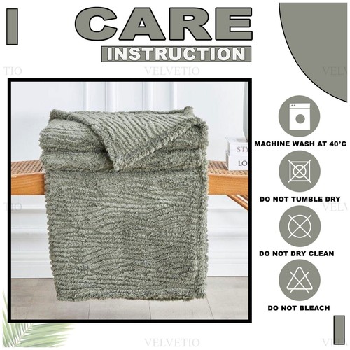 Teddy Fleece Throw Extra Large Sherpa Warm Jacquard Embossed Blanket Double King - Picture 92 of 192