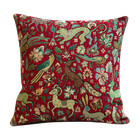 Tapestry Mythical Animals Red Cushion. Double Sided Morris Style Design. 17x17".