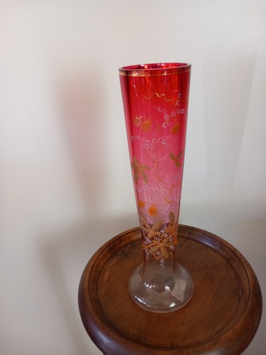 ancien vase en verre soufflé décor émaillé - Bild 2 von 7