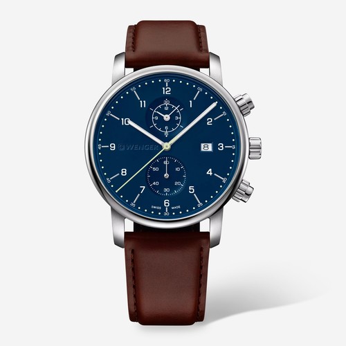 WENGER Swiss Army Men's 01.1743.125 Urban Classic Blue Chronograph Watch 42mm - Picture 1 of 5