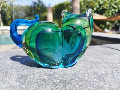 Chat Vintage en Verre Murano avec Accents Dorés en vente sur