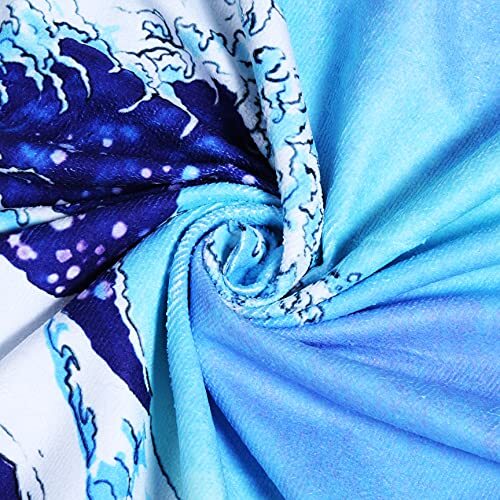 Round Beach Blanket 60" Soft Microfibre Circular Beach Towel Blue Sea Wave - Picture 7 of 7