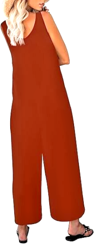 Pagliaccetto donna casual senza maniche con spalline larghe gamba pantaloni lunghi - Foto 5 di 5