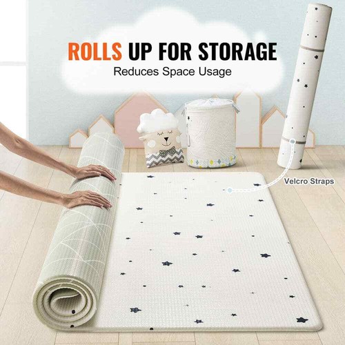 Baby Play Mat White 5 ft. x 7 ft. Baby Crawling Mat Non-Slip 1-Piece Soft Mat In - Picture 6 of 8