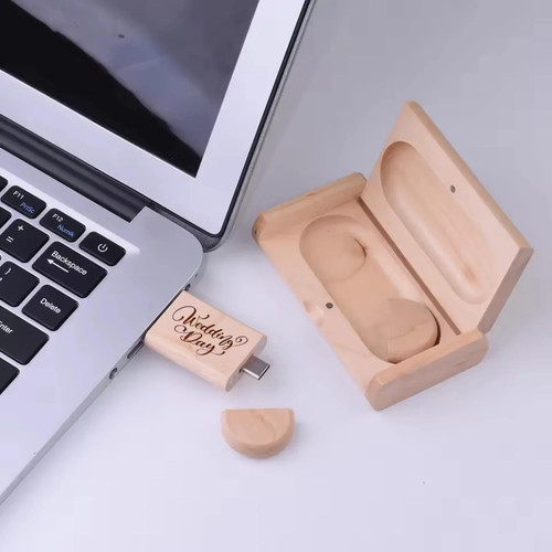 Personalised Wooden USB Flash Drive & Box Dual USB Type C USB A Custom Gift - 第 1/15 張圖片