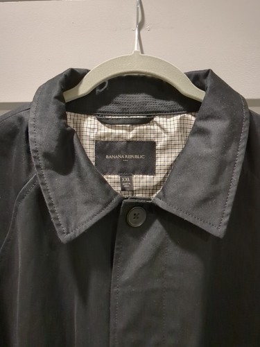 Banana Republic Water Resistant Wax Mac Jacket Coat Cotton Black Size XXL - Picture 2 of 13