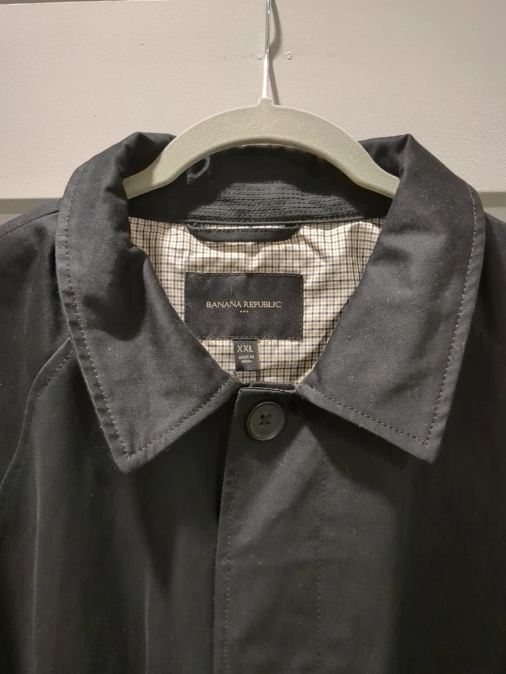 Chaqueta Abrigo Banana Republic Cera Resistente al Agua Mac Algodón Negro Talla XXL Foto 2 de 4