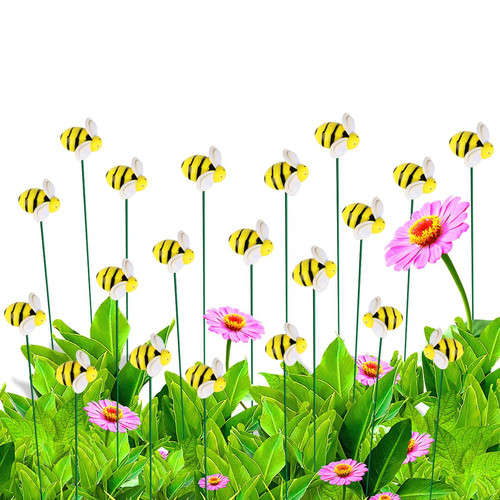 20pcs Metal Garden Yard Art Decor Bee Stakes Plant Cute Design Decorative Lawn - Picture 1 of 7