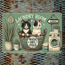 Tin Metal Signs Home D cor 8x12 Vintage Laundry Room Wall Art Featuring a Playfu