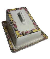 Antique Victorian S. Johnson Ltd Burslem Britannia Pottery Covered Cheese Dish