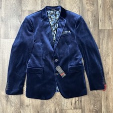 160 JF J. Ferrar Stretch Slim Fit Velvet Sport Coat Mens Size 40 Reg Blue