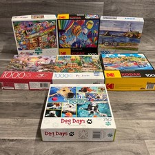 Lot of 7 Buffalo Kodak 1000 Piece 750 Jigsaw Puzzles Cardinal Hot Air Balloon