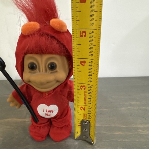 Vintage Russ Troll Wishnik Doll Cute Li'l Devil 5" With Pitchfork & Outfit - Picture 7 of 7