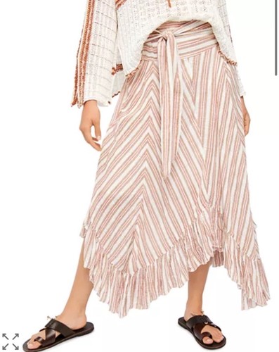 FP One Free People Giselle Striped Asymmetrical Handkerchief Maxi Skirt XS Boho - Picture 2 of 6