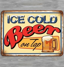 Ice Cold Beer On Tap 8 x 12 Novelty Metal Sign Made In USA!