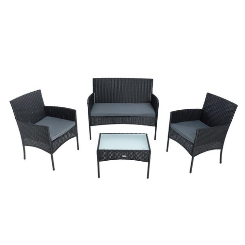 Polyrattan Sitzgruppe Gartenmöbel Set 4-teilig Flechtdesign Rattan Gartenset - Bild 10 von 12