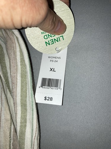 DIP Linen Blend Capri Wide Leg Women's Pants Striped Size XL NEW - Picture 9 of 13