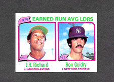 1980 TOPPS SET-BREAK #207 EARNED RUN AVG LEADERS RON GUIDRY & J.R RICHARD EX-MT