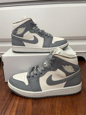 Grey and white air jordans