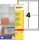Avery Laser Étiquette de colis étanche 99X139mm 4 par feuille A4 blanc pack 100 laboratoire