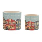 Merry Christmas Village Planter (Set of 2)