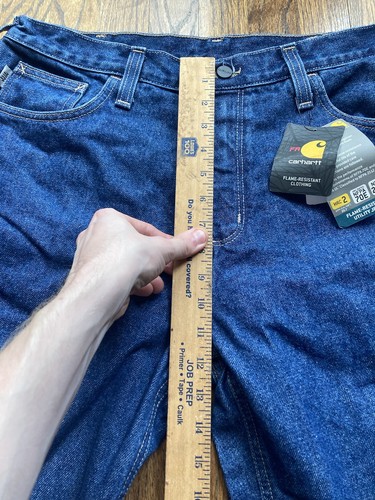 Jeans uomo Carhartt FR taglia 36x32 ignifugo vestibilità rilassata FRB004 blu nuovo con etichette - Foto 4 di 14