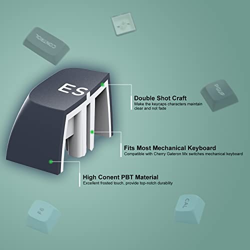 PBT Keycaps,keycaps 60% 65% 100%, Japanese Style Custom Keycap, Grey/Dark Blue - 第 5/7 張圖片