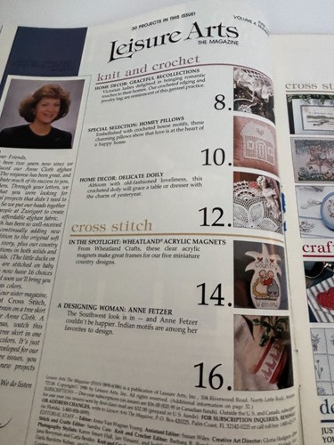 Leisure Arts Magazine June 1990 Cross Stitch Sweater Embroidery Crochet Doily - Picture 2 of 18