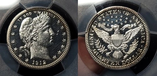1912 Proof Barber Quarter 25c PCGS PR 63 Cameo