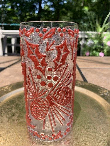 Imperial Glas Weihnachtszeit Cocktail Becher 5 3/4" Mid-Century rot 50er Jahre - Bild 2 von 6