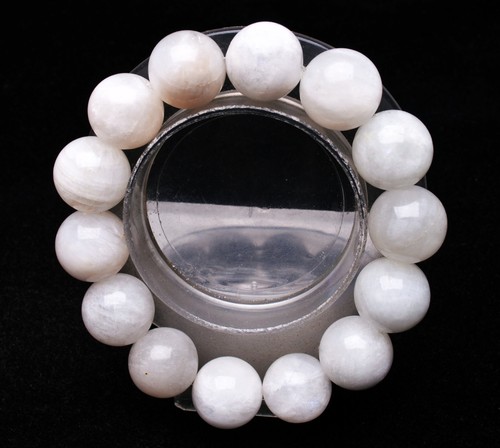 15.6mm Natural Burma Moonstone Rainbow Blue Light Crystal Round Beads Bracelet - Picture 5 of 6