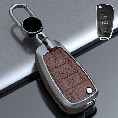 Zinc Alloy Leather Car Key Fob Case Cover For Audi A3 A4 Q5 Q7 A6 S3 S4 S6 R8 RS - Picture 5 of 12