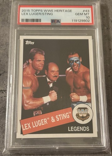 2015 Topps Heritage WWE Card #43 | Sting & Lex Luger | PSA 10 | GEM MINT | POP 2
