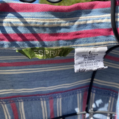 Vintage 1990’s Espirit Button Up Striped Shirt size L Women’s - Picture 2 of 10