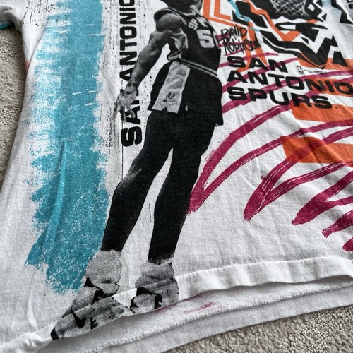 Vintage David Robinson San Antonio Spurs Magic Johnson T-shirt Size S/M AOP 90s - Picture 8 of 8