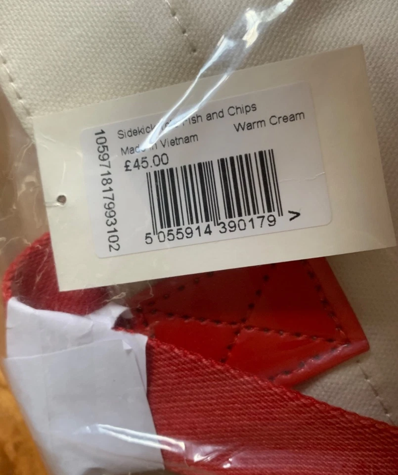 Cath Kidston рыбы и чипсы сумка с короткими ручками кремовый прямоугольник двойной ручки сумка с короткими ручками запечатанный новый с Ярлыками - Изображение 3 из 4