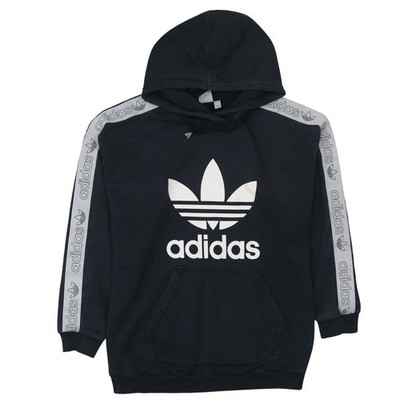 Adidas Kapuzenpullover Hoodie Damen schwarz UK 16 mit Logo Tape Detail