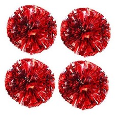 4 Pack 2 Pair Metallic Foil Cheerleader Pom Poms  Plastic Ring Cheer Poms