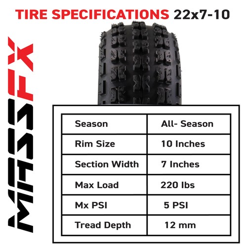 MASSFX 22x7-10 20x11-9 Front & Rear Tire 4 Ply Durable for ATV (4 Pack) - Bild 5 von 9