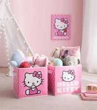 Hello Kitty Set of 2 Durable Storage Cubes with Handles, 10"X10"X10" Cubes